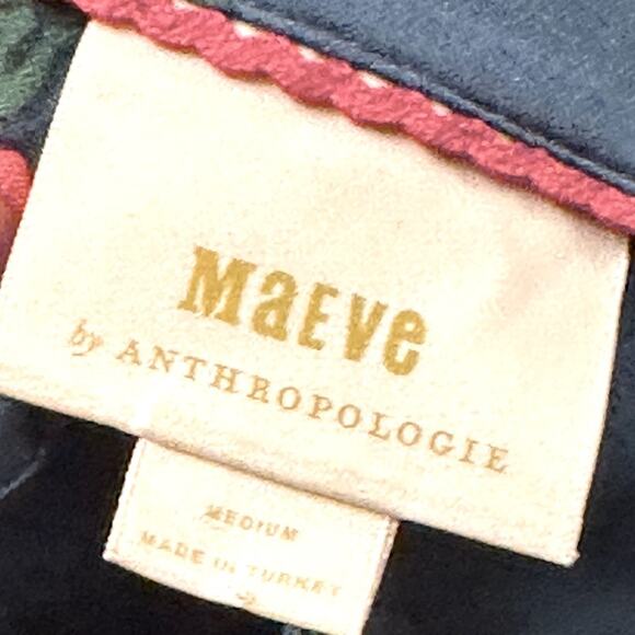 Anthropologie Maeve NWOT Kalas Teal Henley Floral Woven Blouse Size Medium - Picture 4 of 8